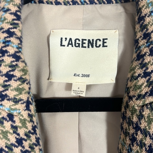 L’AGENCE Aimee Tweed Houndstooth Boyfriend Blazer - Picture 6 of 9